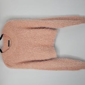 NYC Alliance Peach Eyelash Glimmering Crew Neck Sweater Top Coquette Girl Fem